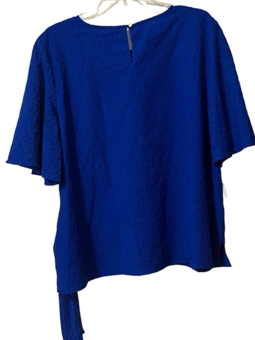 Liz Claiborne Royal Blue Textured Top with Belt - Picture 2 of 5